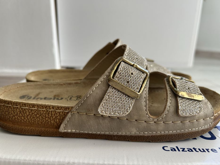 Papuci slapi argintii comozi marimea 37 Inblu