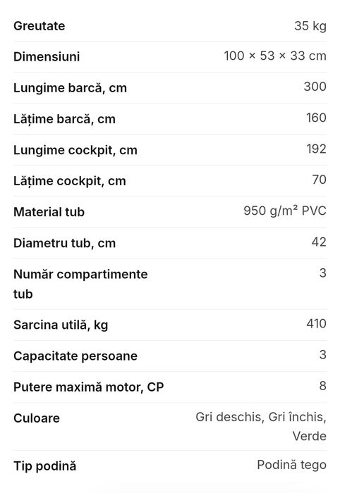 Barca gonflabila PVC Kolibri KM-300D podina tego toata suprafata