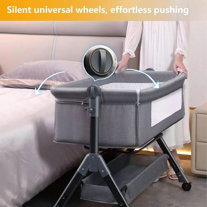 Бебешка кошара люлка за новородено сгъваема бебешки кош 3 в 1 светло с