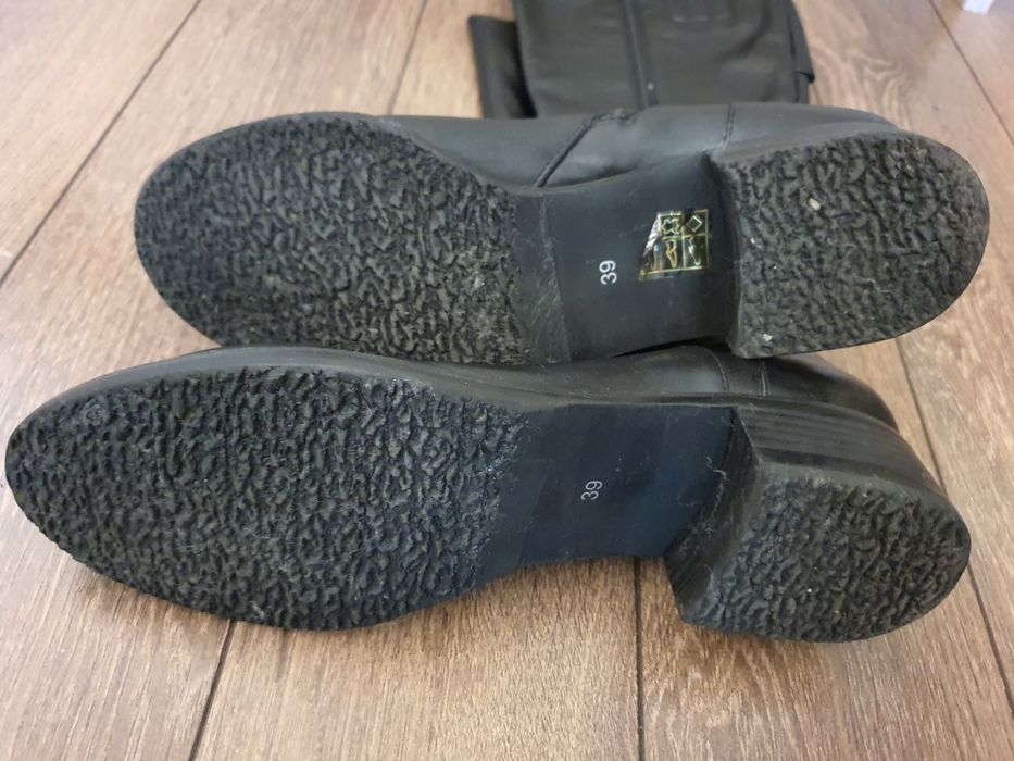 Дамски елегантни кожени черни ботуши Hush Puppies, 39