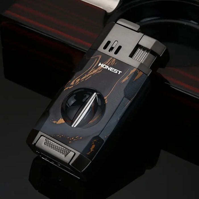 Запалка за пури с вградена резачка и поставка Honest (двоен джет)
