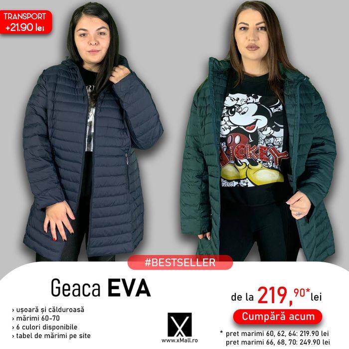 Haine de dama geci, veste, marimi mari plus size xxl de iarna