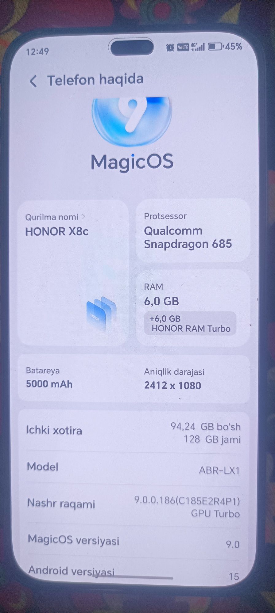 HONAR X8c 5000mAh narxi kelishamiz yili 2025