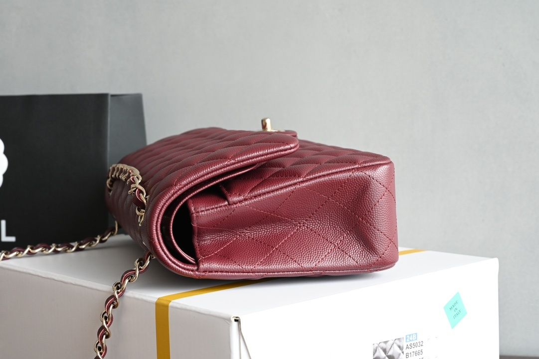 Geanta Chanel classic 25cm, red wine, tip Premium