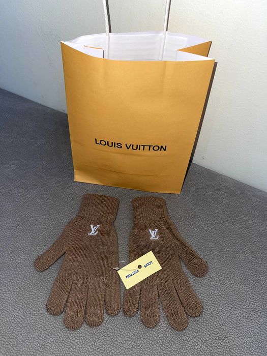 louis vuitton LV  кафяви плетени зими ръкавици унисекс 1 размер ЛВ топ