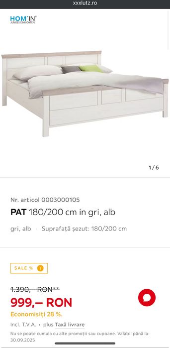 Pat + saltea + somiera
