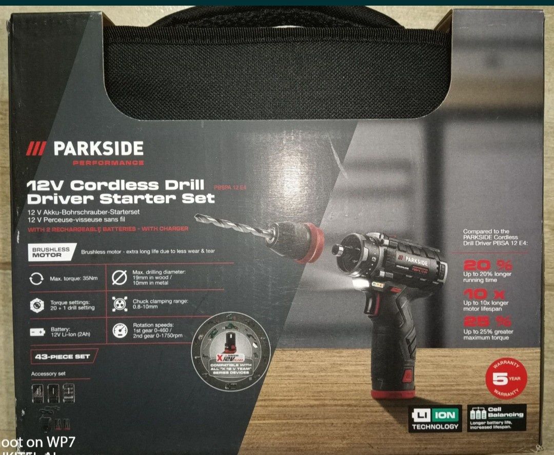 Parkside performance bormasina filetanta baterie 4A 2A incarcator 12V
