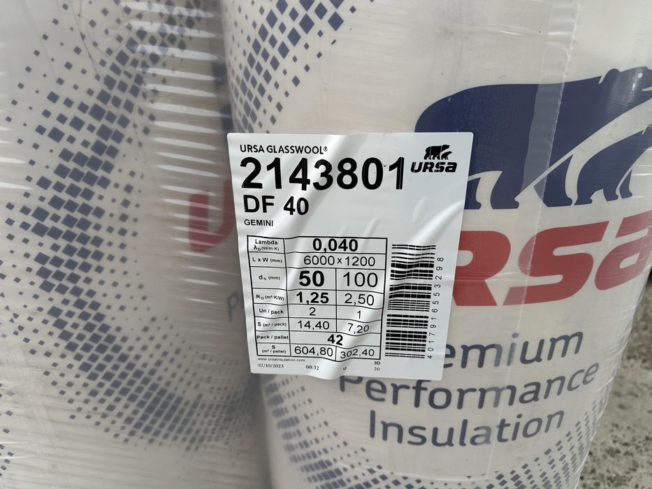 Vata minerală la rola URSA DF40 preț promoțional! 5/10 cm