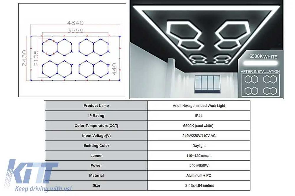 Sisteme de Iluminare Plafon Hexagon / HoneyComb, div modele/dimensiuni