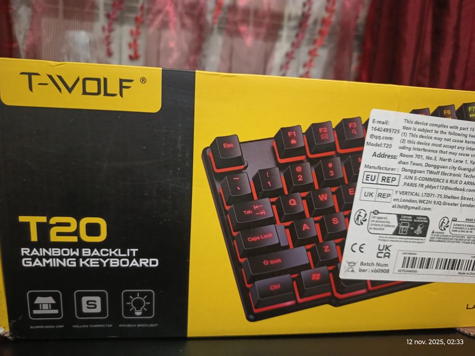 Tastatură Gaming T-WOLF Rainbow Backlit + Mouse White shark gaming