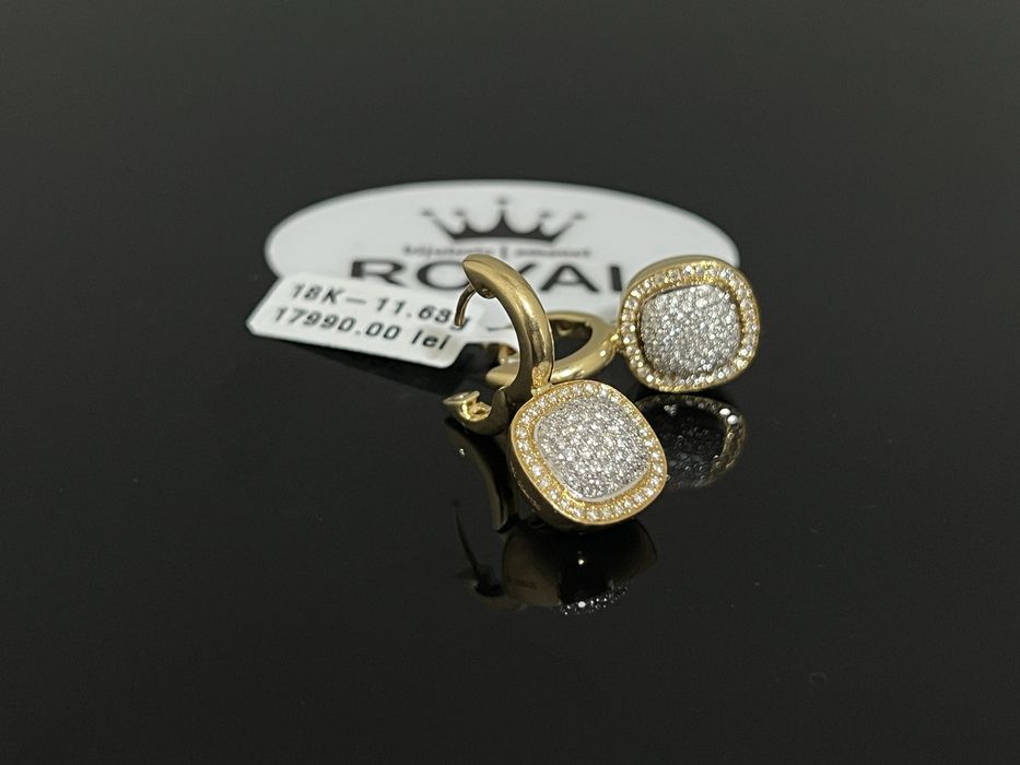 Bijuteria Royal CB : Cercei cu 180 diamante naturale 18K 11,63 grame