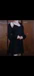 Set negru 2 piese - rochie tip maieu & kimono din dantelă/flanea fină