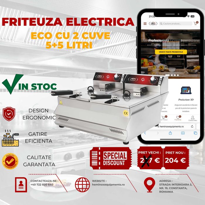 Friteuza Inox Electrica 3L- 3+3L- 5L-5+5 L- 8L -8+8 L Preturi Reale