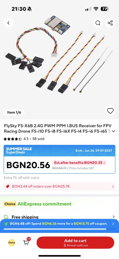 Flysky FS-I6X Fpv drone controler with 2 recievers