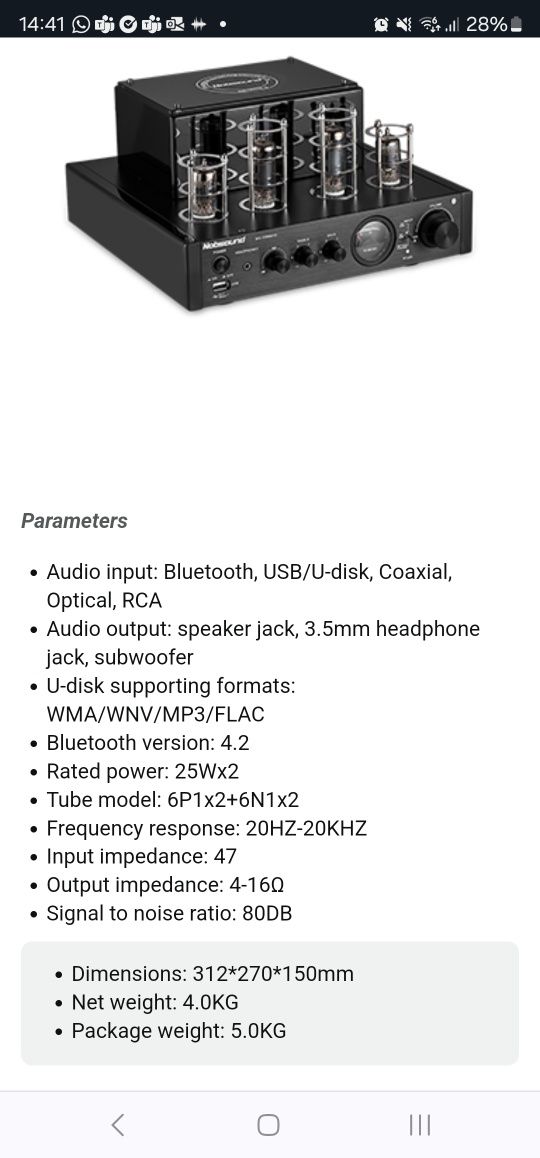 Amplificator Nobsound MS-10 MK II cu Bluetooth și USB