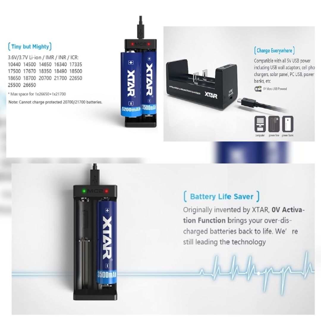 XTAR MC2 Incarcator Universal Li-Ion 3.6V 3.7V ICR INR IMR