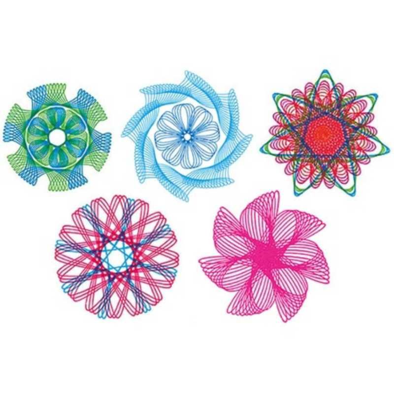 Set creatie copii, Spirograf, sabloane desen, 5 spirale si 2 creioane