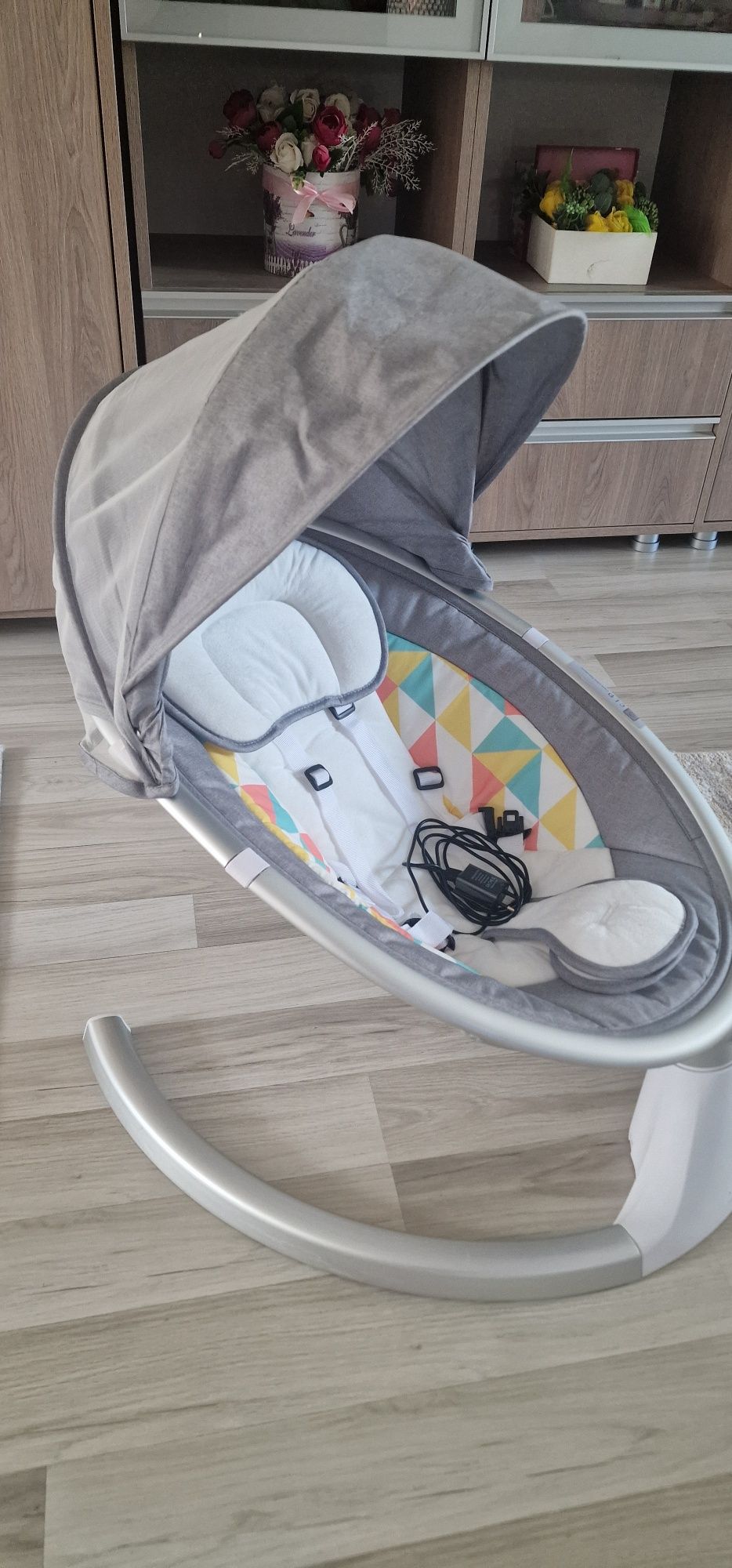 Leagan Electric Multifunctional bebeluși cu acoperiș rabatabil