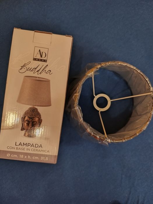 Lampa ceramica cu abajur textil Buddha