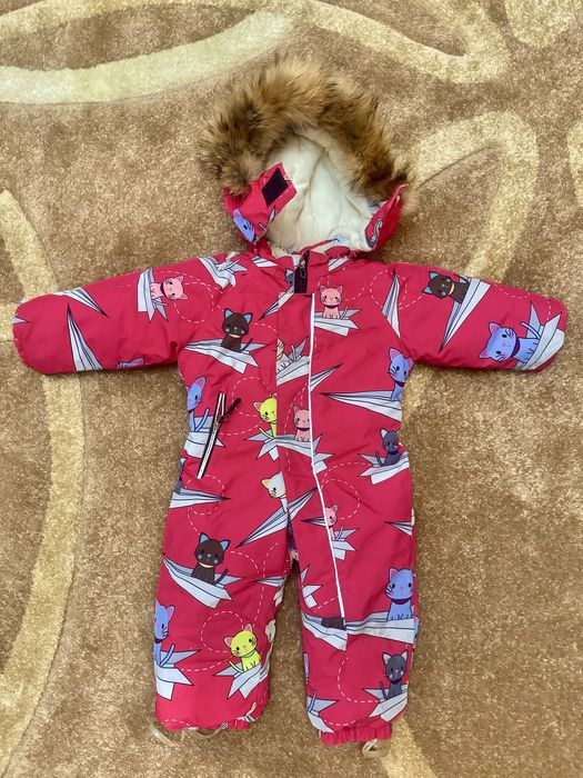 Розовый зимний комбинезон с котятами