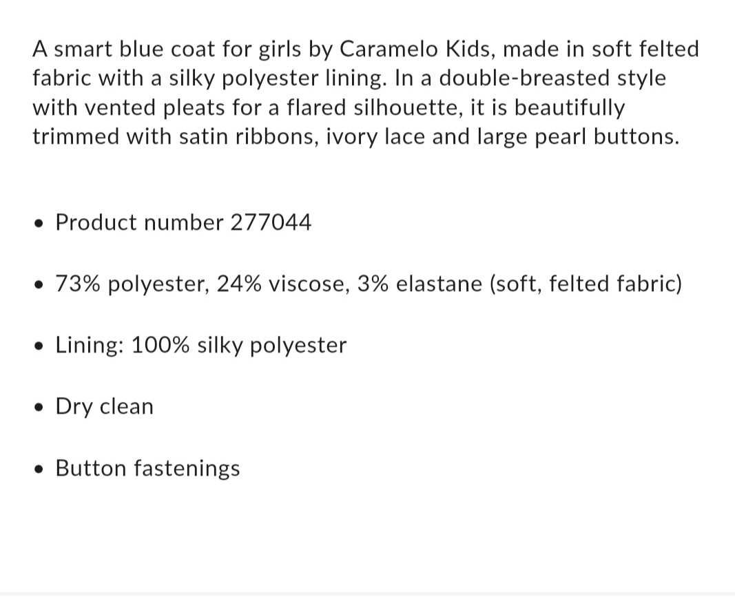 Palton pentru fete 7/8 ani, Caramelo Kids