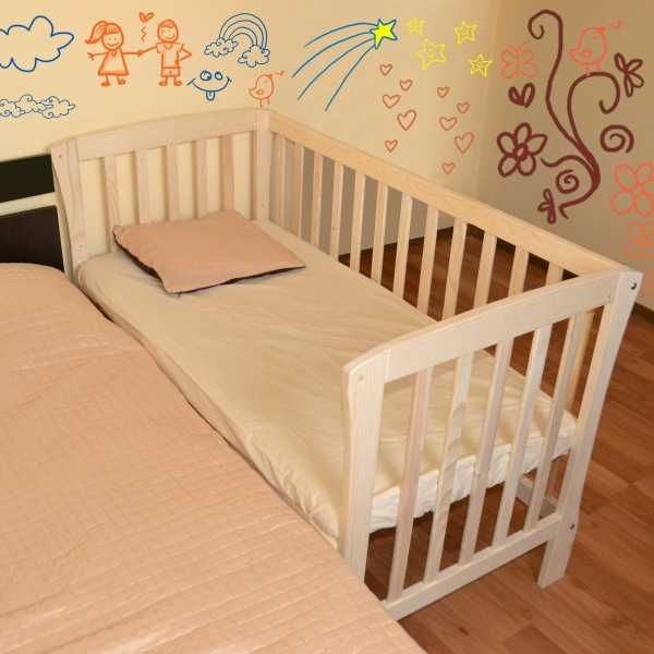 Patut reglabil lemn natur bebe cu saltea 120x60