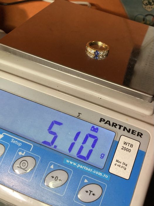 Inel aur 18kt.cu diamante 0.75ct.si safire