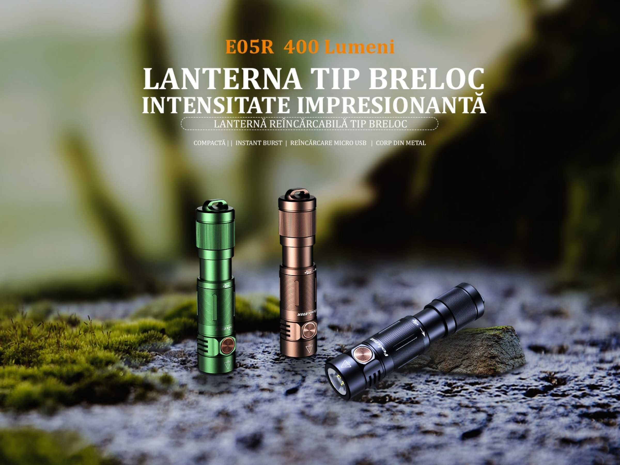 Lanterna breloc Fenix E05R, 400 lumeni, 64 m