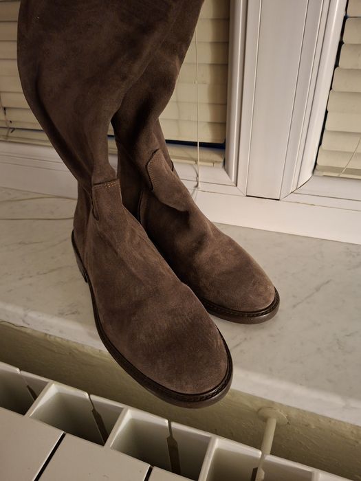 Италиански велурени ботуши в кафяво