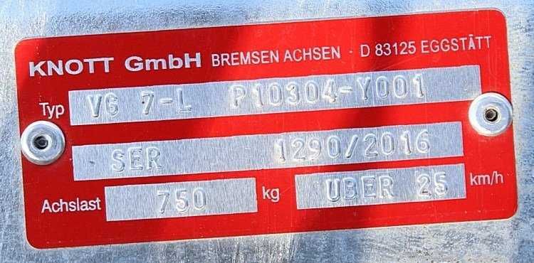 Axa originala  KNOTT SI AL KO pentru remorci transport ambarcatiuni
