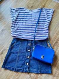 Комплект блуза, дънкова пола и чанта