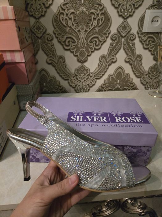 Серебрянные мюли "Silver Rose"