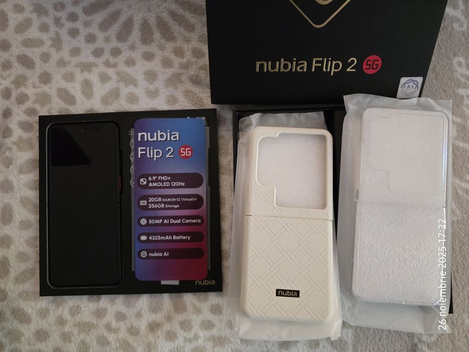 ZTE nubia Flip 2 5G, 8/256 GB, 6.9 inch 120hz OLED 1200nits, Pliabil,