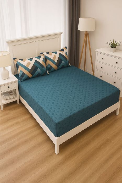 Lenjerie pat bumbac finet 6 piese -Casa Pucioasa -model geometric
