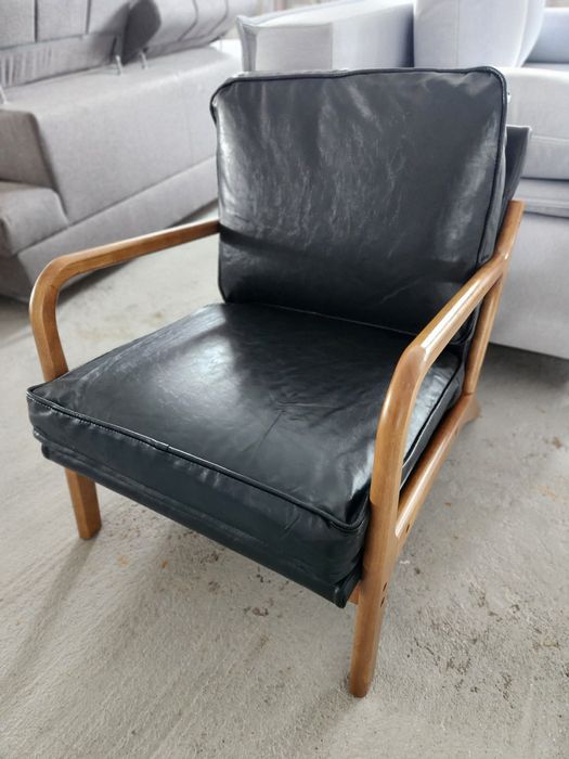 NOU Fotoliu imitație piele - negru