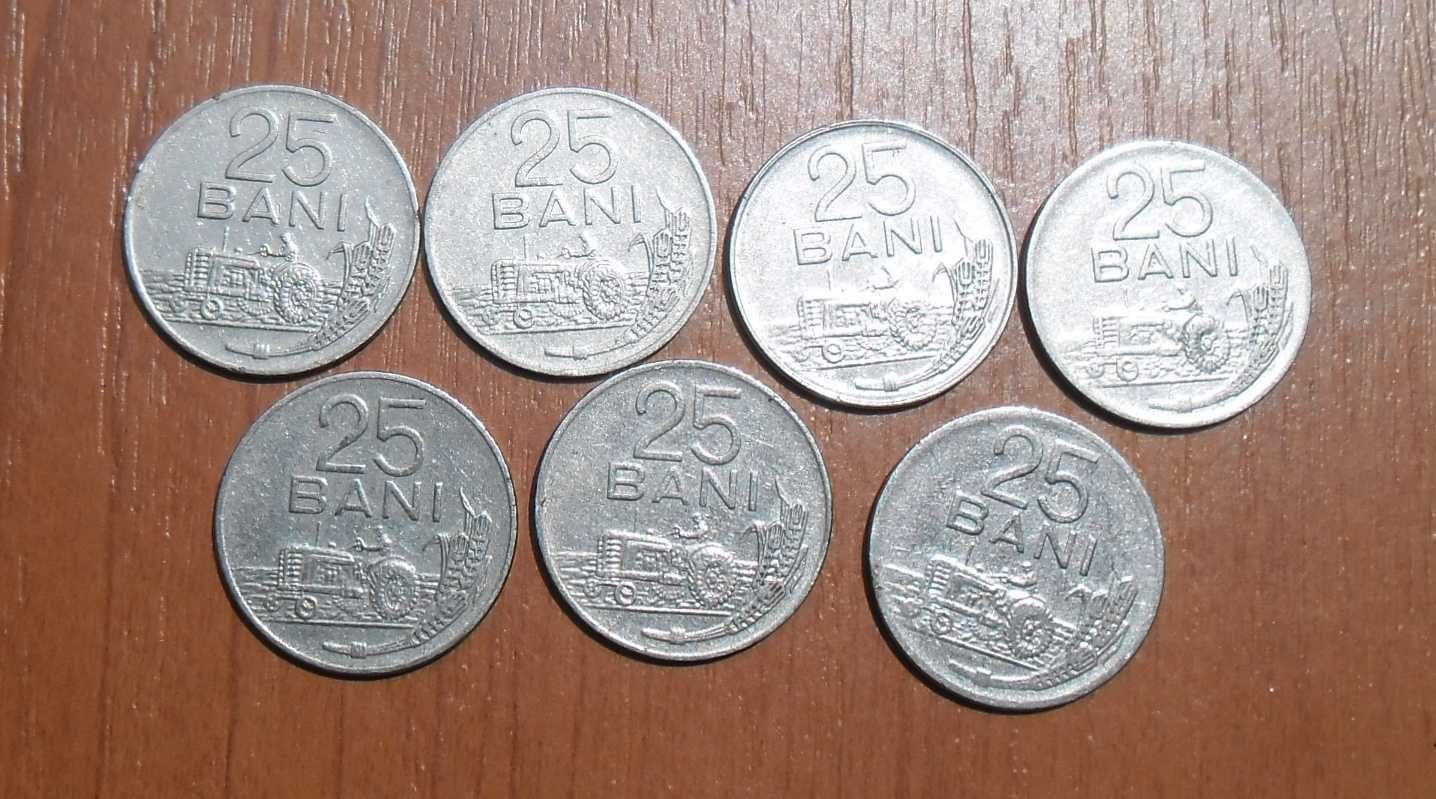 Vând lot 7 monede 25 bani 1966