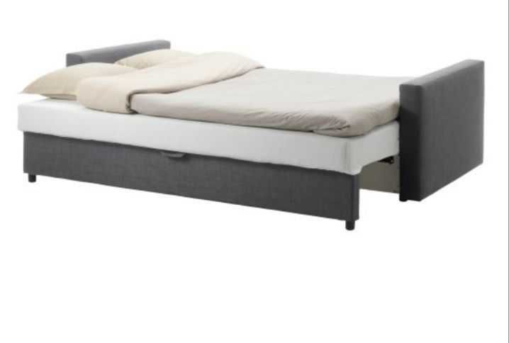 3-местен (троен) разтегателен диван IKEA FRIHETEN дамаска СИВ