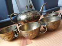 Set mini ceainic bronz, antic, vintage