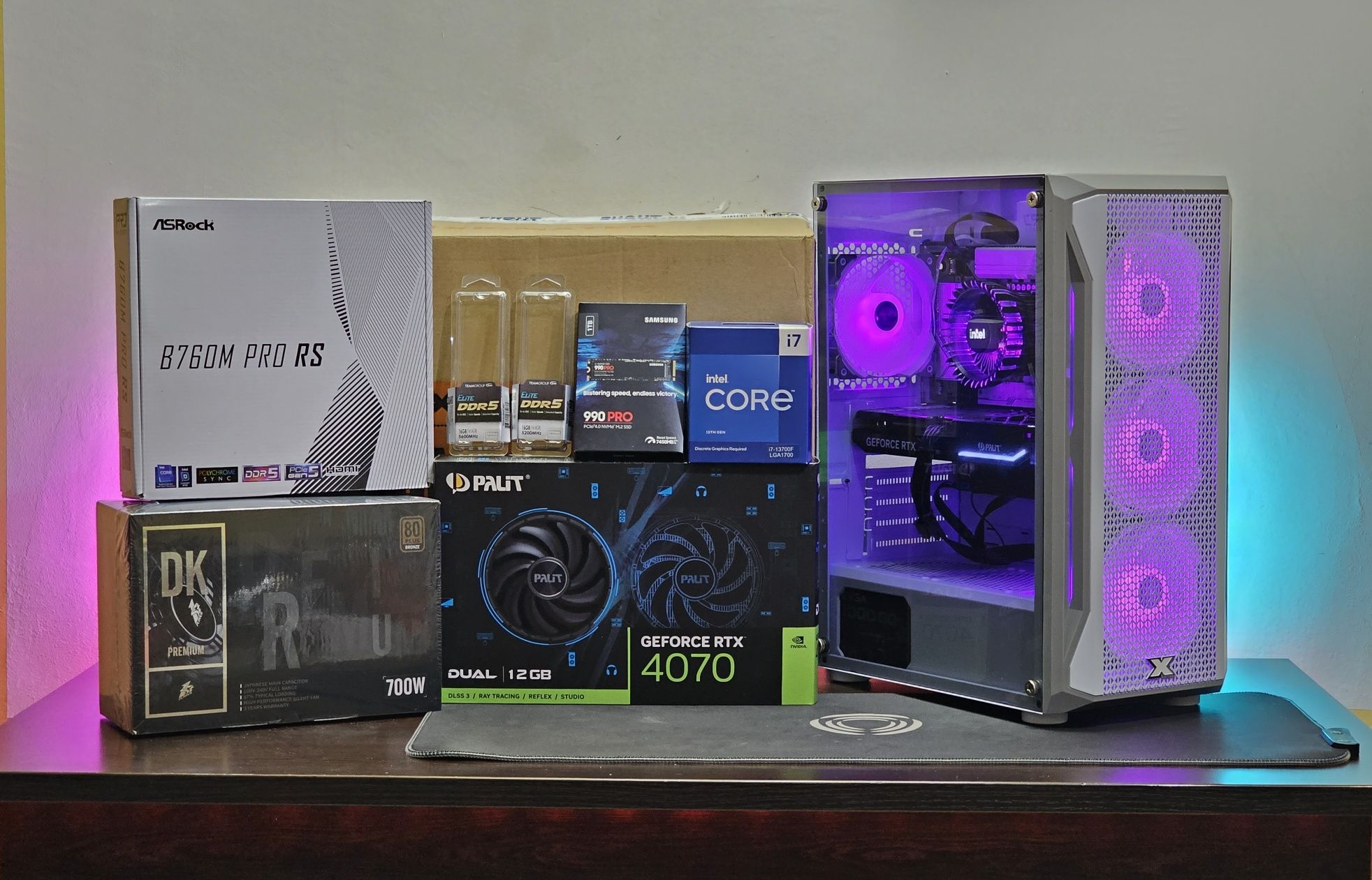 Core i7-13700F/RTX 4070/RAM 32GB DDR5/SSD 1TB/B760/Чисто Нов+Гаранция