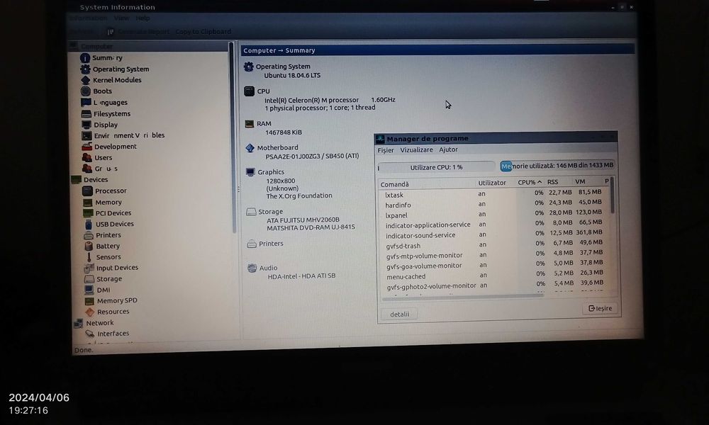Dezmembrez Toshiba vechi Celeron M ddr2 lapto