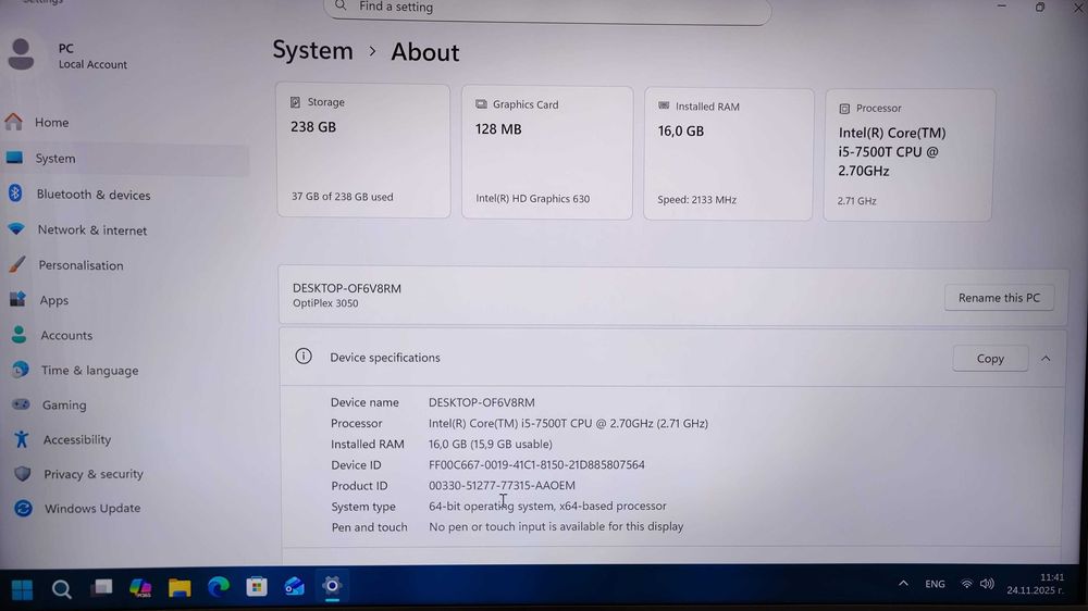 Dell Optiplex 3050 Micro Intel i5-7500T/16GB RAM/256 GB SSD/WiFi