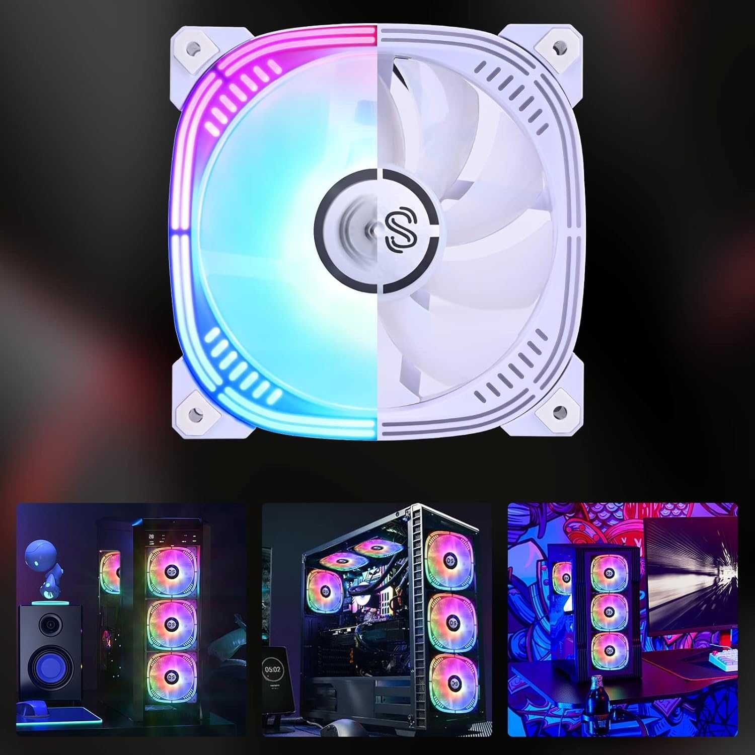 DS адресируеми RGB 120MM LED  6 бр. вентилатори с контролер