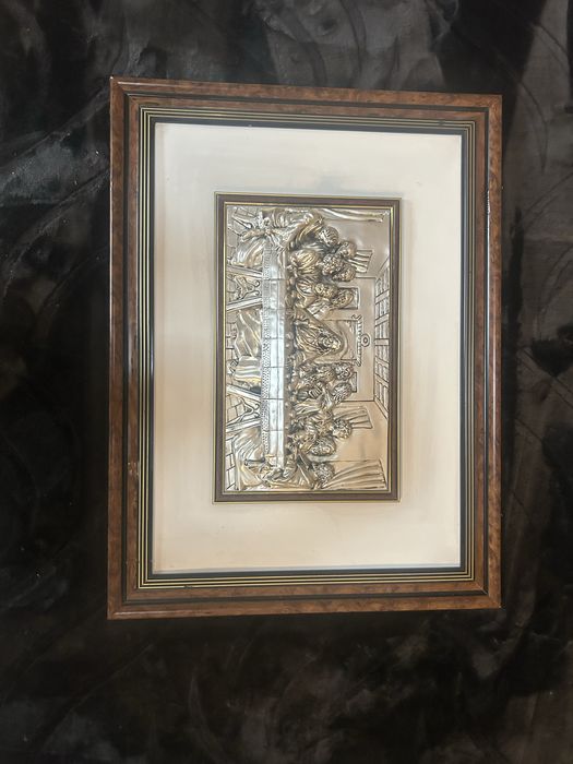 Tablou religios cu foita argint in basorelief
