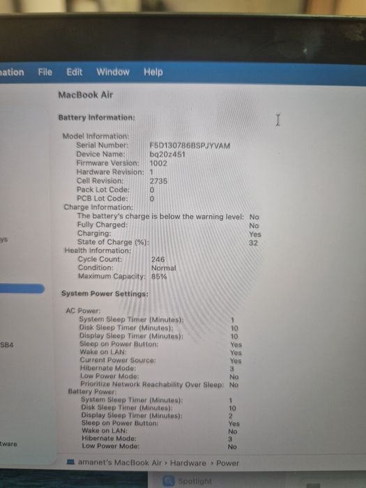 Macbook Air 13 M1 8/256gb 246 cicluri Amanet Lazar Crangasi 53755