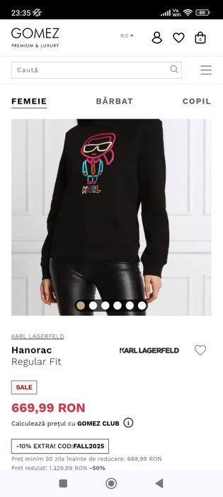 Hanorac KARL Lagerfeld original marimea xs,s,M colectia noua dama