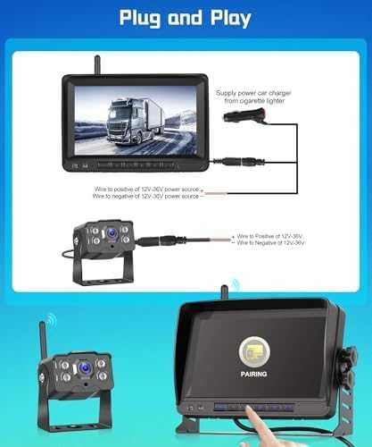 Нова Безжична камера за заден ход + 7" HD монитор, нощно виждане, IP68