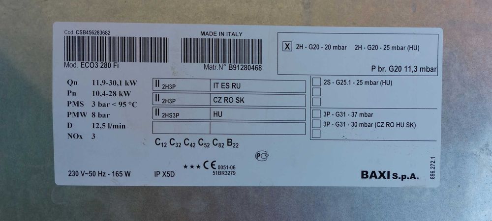Piese-dezmembrez Baxi ECO 3 280 FI