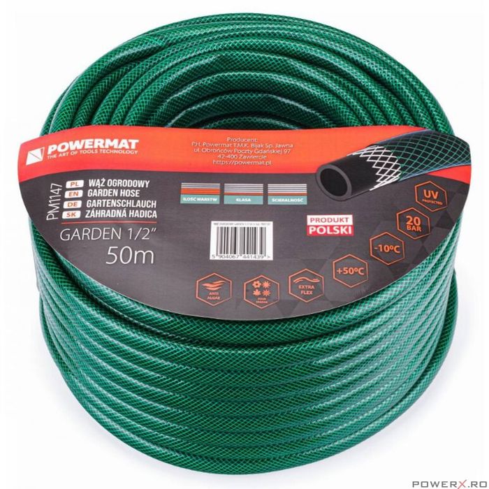 Furtun pentru gragina Garden 1/2" 8 bari 50 metri, Powermat