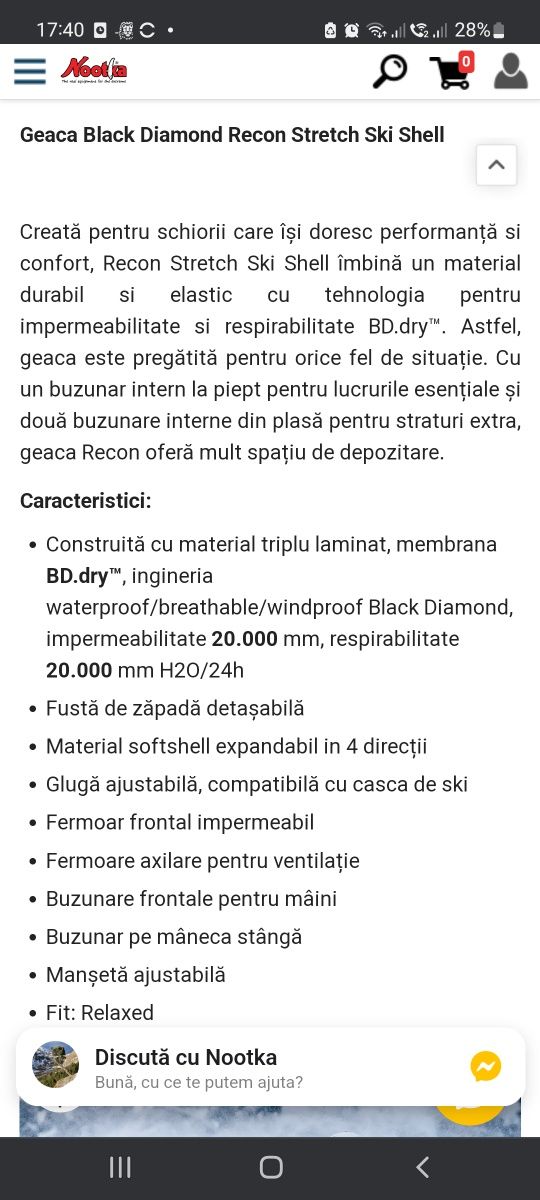 Geaca schi ski Black Diamond  mar L noua