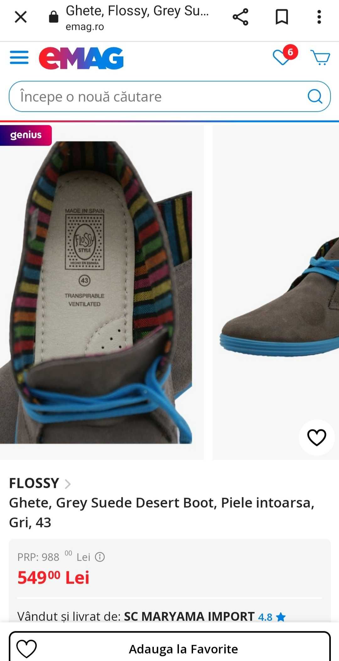 Ghete Flossy din piele intoarsa, marime 41